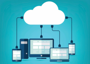 Multiple pieces of technology plugged into the cloud